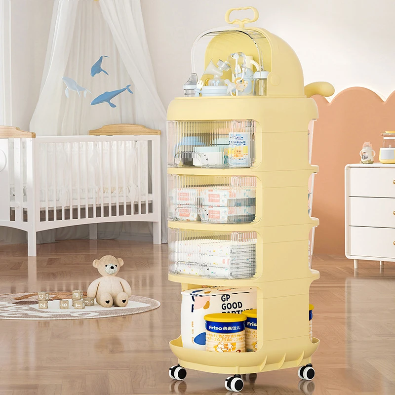 5 layer Whale PP+Engineering Resin material shelves storage rolling cart baby bottle toys books drawer storage trolley rack