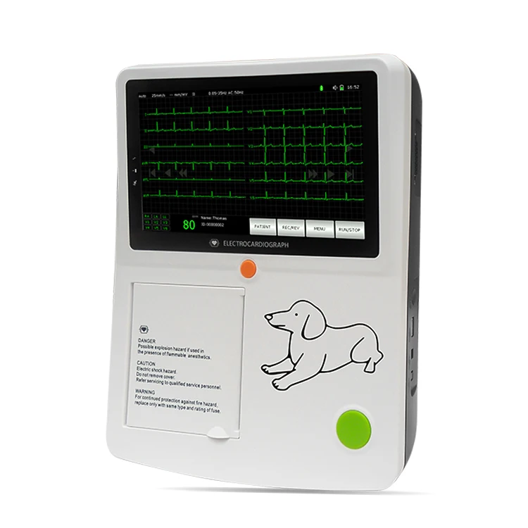 Colorful screen 12 channel digital veterinary monitor electrocardiogram for Clinic home ecg machine