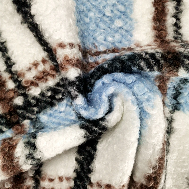 Fashion/Hot selling Screen Printing Polyester Knitted Wool Fabric for winter coats 340GSM 100%P