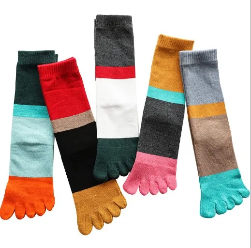 
Colorful five toe long socks women cotton fashion oem sock custom pattern parent children socks wholesale factory 