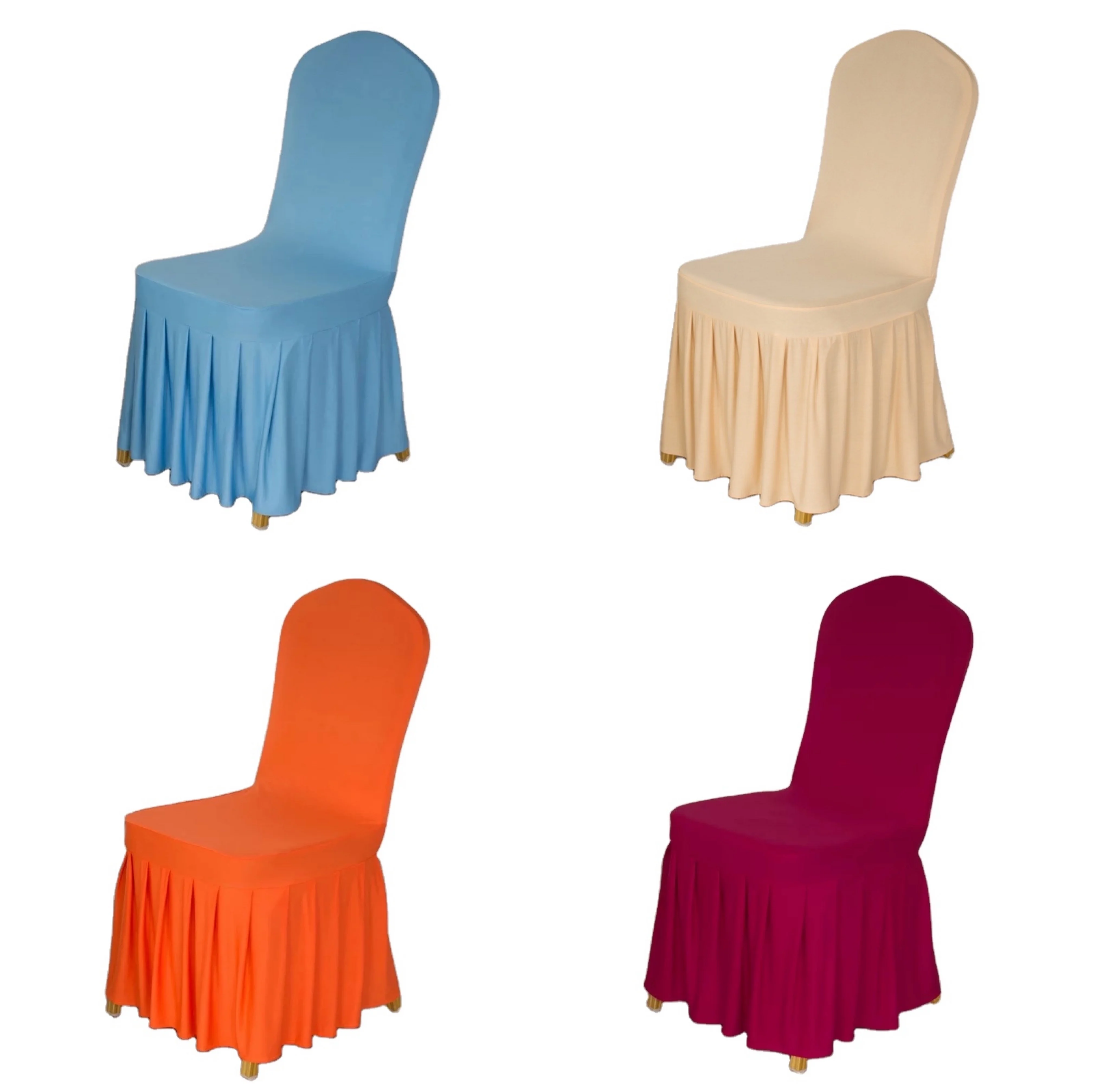 Wholesale price spandex stretch wedding chair cover skirt chair covers polyester banquet chair cover