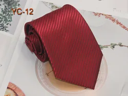 Мужской деловой Повседневный галстук из полиэстера и шелка, саржевый красный галстук, аксессуары для рубашек, однотонный галстук ручной работы