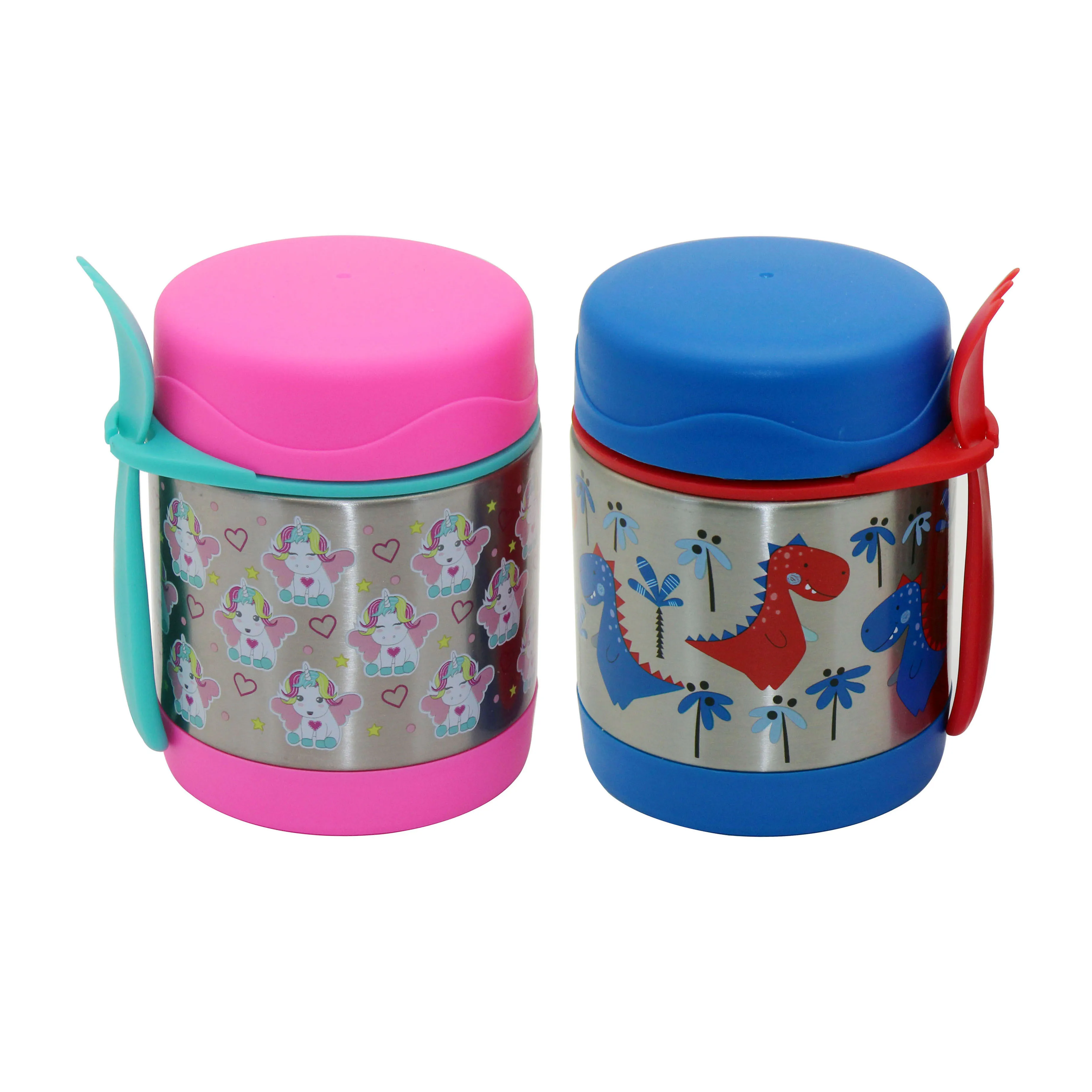 12oz double-wall vacuum insulated soup jar stainless steel kid food jar thermos lunch box with spoon and fork