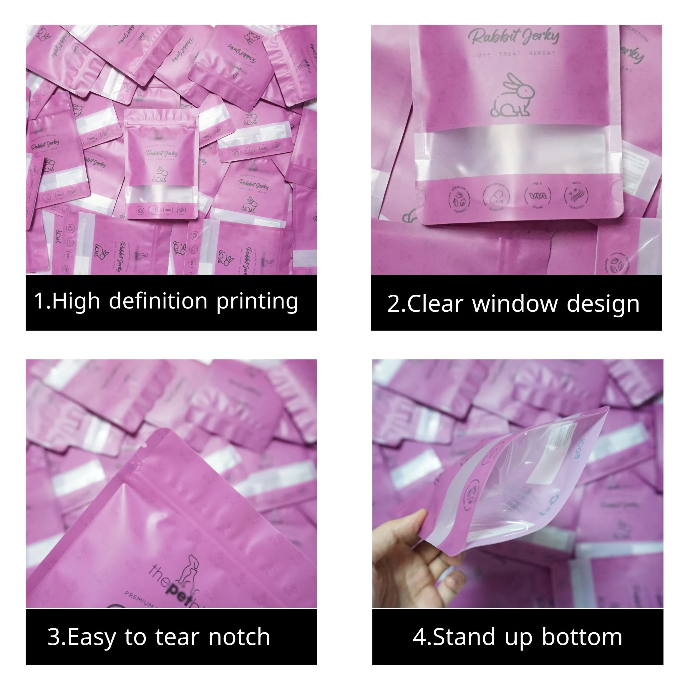 Custom digital printing kids vitamin gummy candy packaging mylar bags recyclable ziplock stand up pouch with clear window