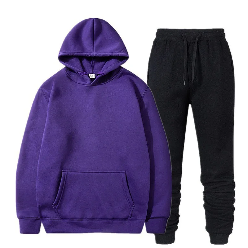 Running Wholesale Winter Streetwear Thick Oversize Sweatshirt With Pocket Sports Tracksuit Custom Hoodies Unisex Jogging set