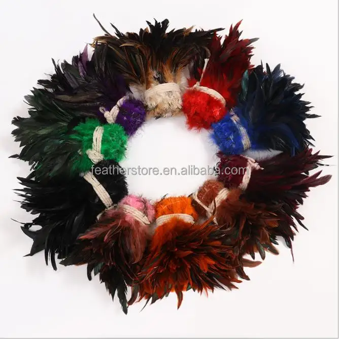 Factory Black Dyed Feather Strung Cock Rooster Schlappen Feathers Strung Carnival Garment Decoration