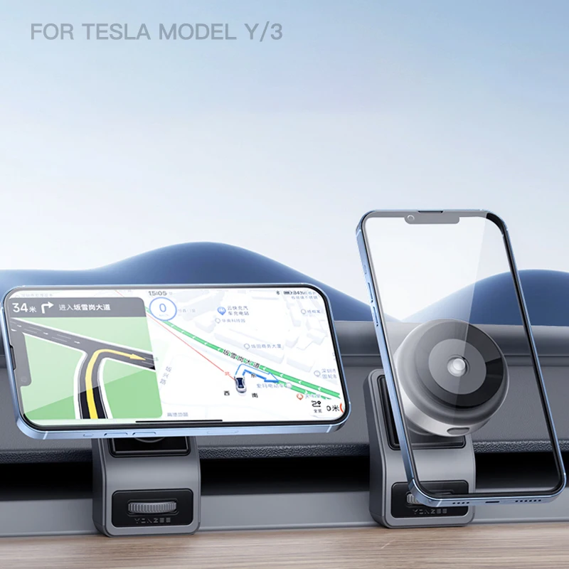 Suitable for Tesla model3/Y vacuum suction cup wireless charging car bracket hovering screen adsorption car phone holder