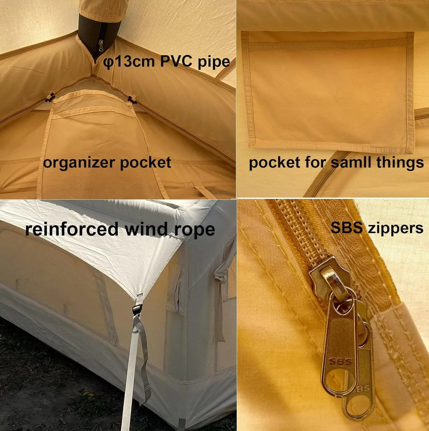 Inflatable 4 Season Waterproof Windproof Glamping Tent Luxury Cabin Mesh Windows Doors Easy Setup Outdoor Blow Camping Tent Pump