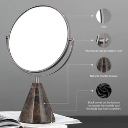 Customization minimalisitc home indoor tabletop rotatable marble makeup mirror pieces living room