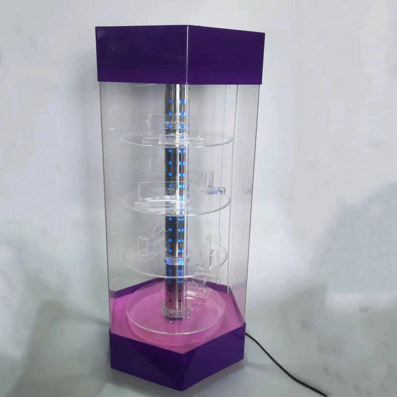 360 Вращающийся 3 уровней чистые полировщики акрила Lego огни витринный шкаф с дверью