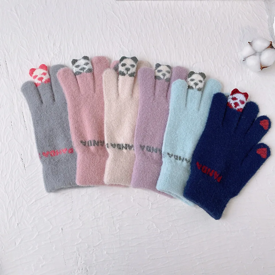 Симпатичные мужские и женские зимние теплые шерстяные перчатки для езды с сенсорным экраном
