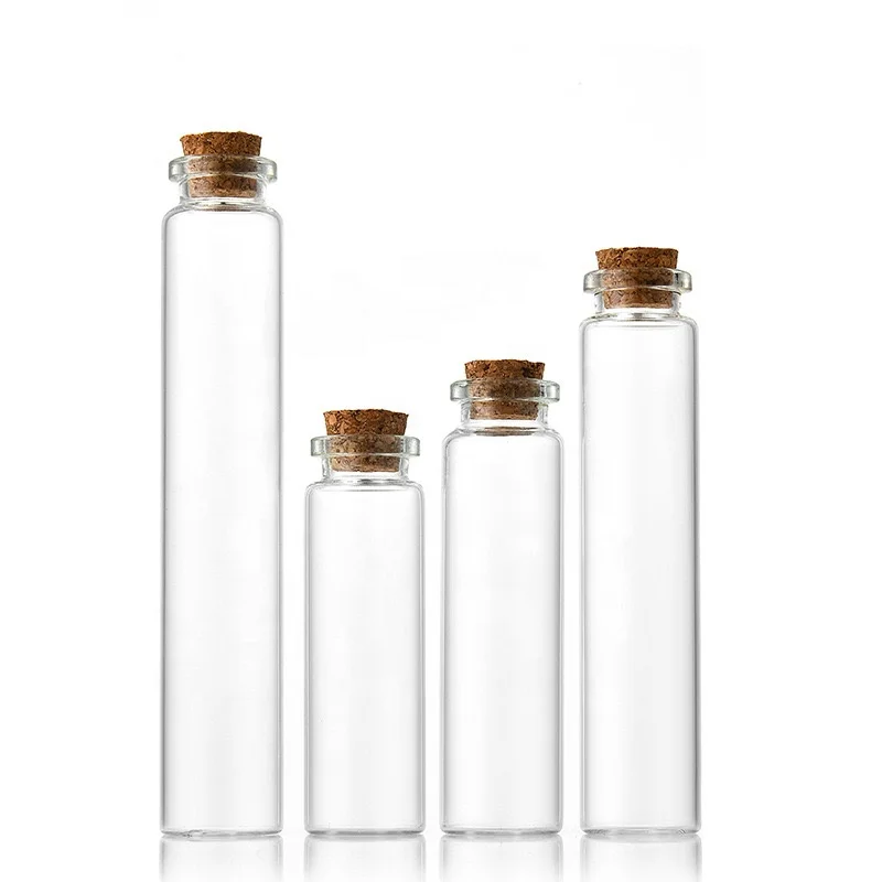 22mm clear Tube glass vial with cork stopper for food packaging /wishing small drift bottle vials in 5ml 8ml 10ml 15ml 20ml 30ml