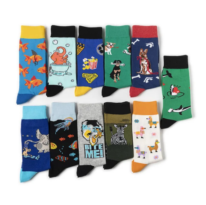Creative Cotton Animal Cartoon Logo Men Women Tube Socks Skateboard Casual Socks