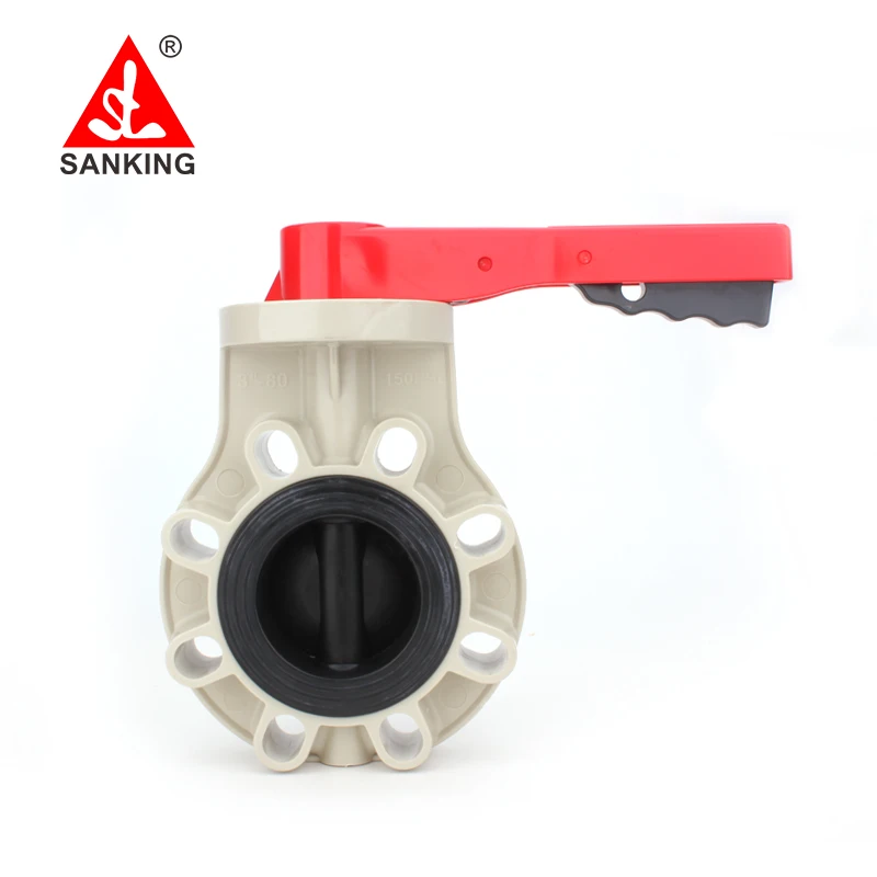 Sanking PPH Butterfly Valve 50mm Manufacturer Supply Plastic PVDF Hand Lever Type  Butterfly Valve For Industry