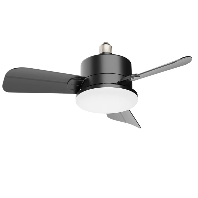 E27 socket Fan LED light 17 inch 6 Grade Dimmable Enclosed Kitchen E27 Bulb 6 Blades Socket Fan Modern Ceiling Fan With Light