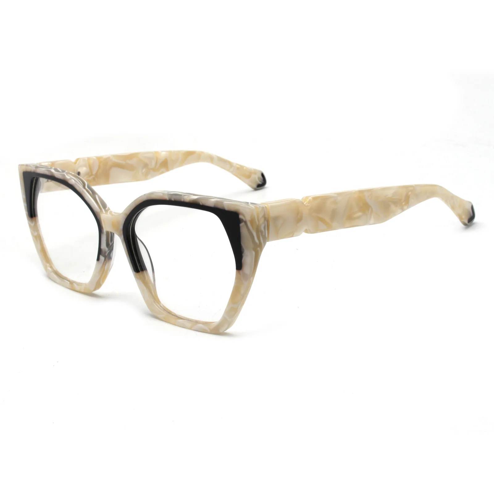 Fashion Big Frame Colorful Square Eyeglasses Frames New Arrival Acetate Flat Lens Eyewear 2024