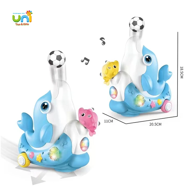 Hot Selling Kids Concert Electric Blowing Ball Dolphin Hanging Ball Battery Operation Music Dolphin Electric Educational Toys