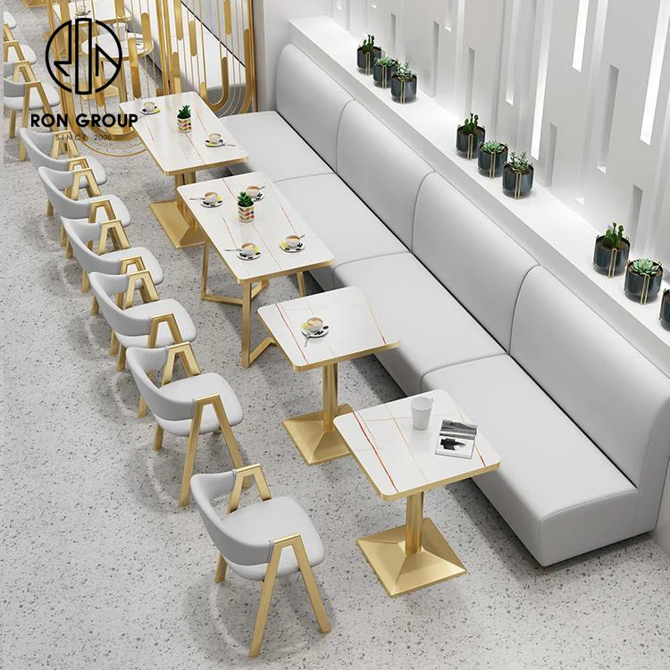 Coffee shop fast food square commercial marble cafe round leather restaurant sofa bench furniture booth seating table chair set