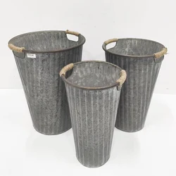 Luckywind Сельский стиль винтажный оцинкованный металлический жестяной горшок Открытый цветок большой