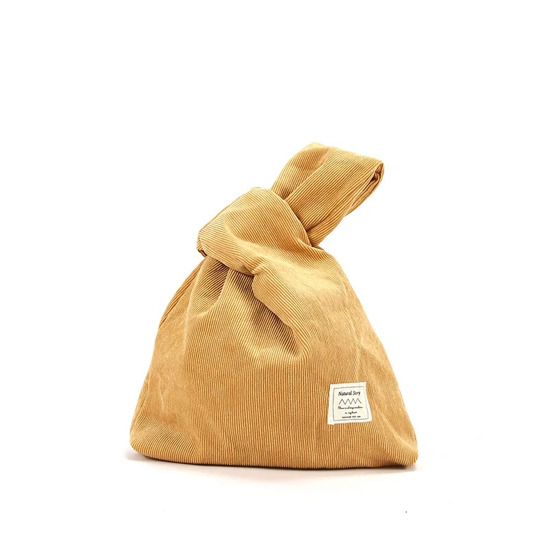 2022 New Trendy Mini Corduroy Knot Tote Bag Japanese Style Wind Wrist Shopping Bag Phone Key Coin Purse for Women Gifts
