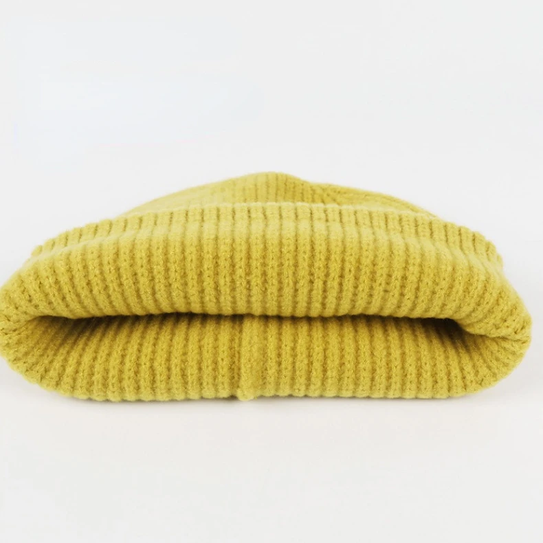 Custom LOGO Patch Black Knitted Beanie Hats Warm Knit Gorros Skull Cap Embroidery Cuffed Winter Beanie Hat for Women Men