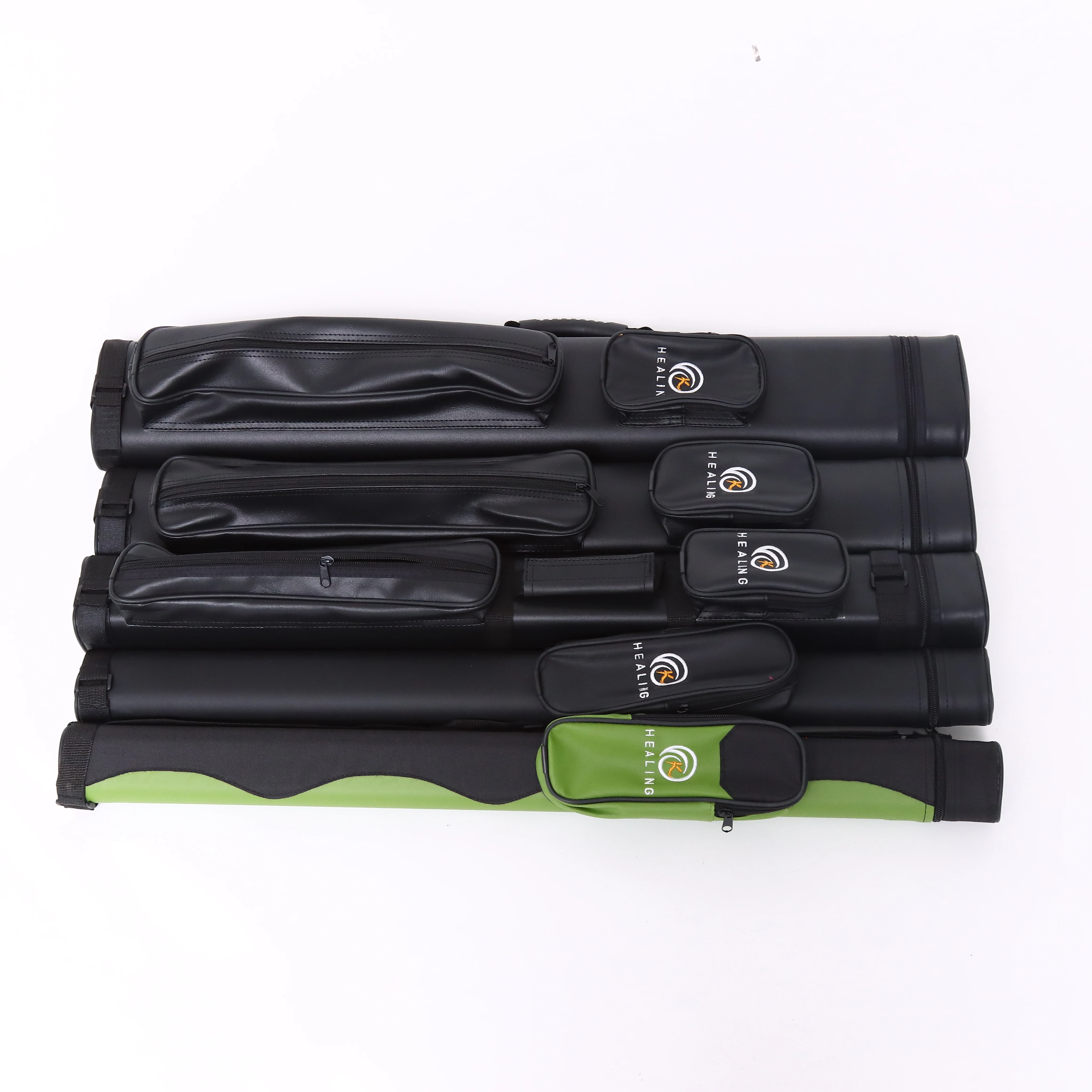 okhealing pool cue case for 1/2 billiard cue with PU material 1x1 1x2 2x2 ect