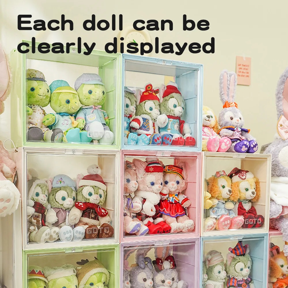 Display Box, Doll Display Storage Case, Stackable Show Case 2 Packs 19L Storage Box for Pop Mart, Lego, Collectibles