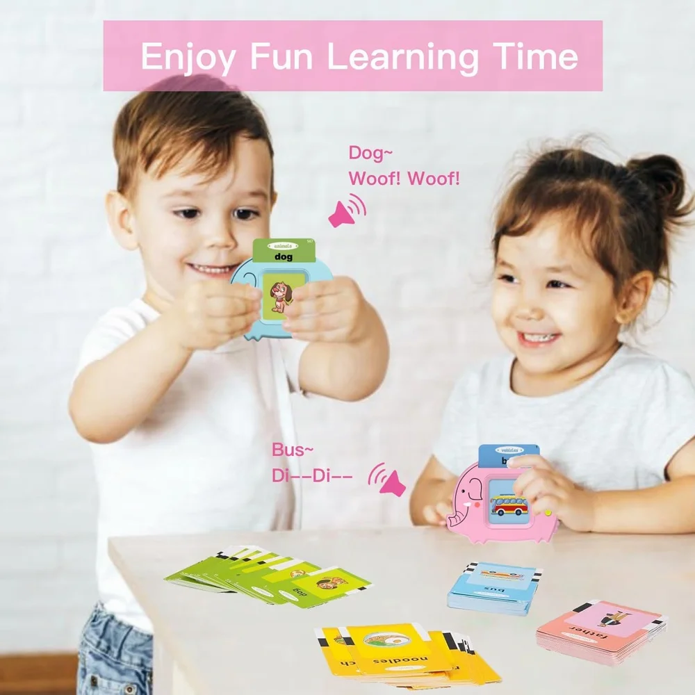 Multi-language customized elephant electronic cards reader toy kids talking flash cards early education card insertion machine