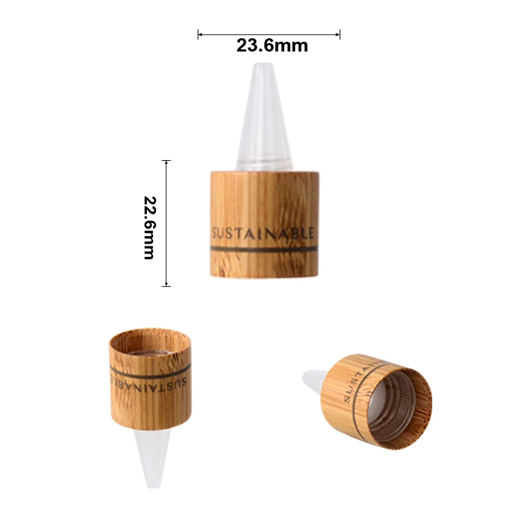 Bamboo Cap Glass Essential Oil Bottle Cap 18 Mm Wooden Cap With Drops Plug For Essential Oil Packaging