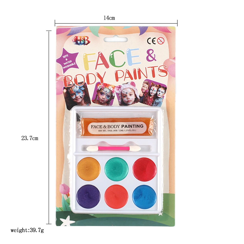 Panwenbo 8 Color Professional Artist Pigment Kit Eco-Friendly Water-Based Fluorescent Face Paint Body Painting Party Supplies