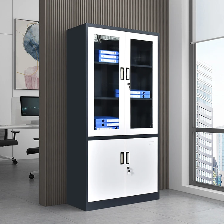 Customized Modern Durable and Spacious Big Metal Cabinets for Office Storage with glass door