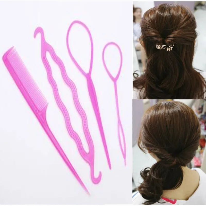4pcs/set Women Girls Fast Easy Magic Bun Princess Hairstyle Popular Hair Artifact Tool Hair Braider Maker Styling Tool