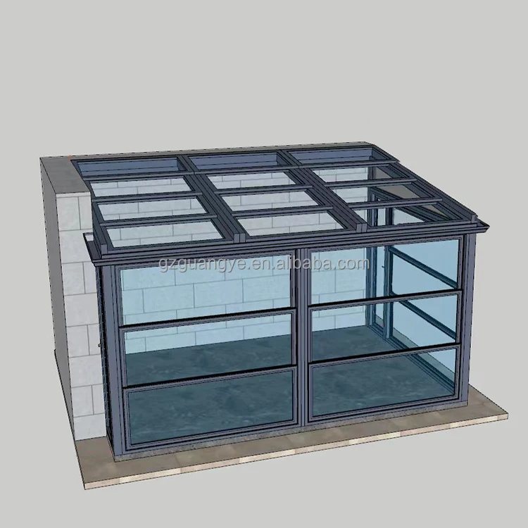 Patio Fireplace Sunroom Enclosure Aluminium Backyard Glass House Veranda With Glass Partitions Window