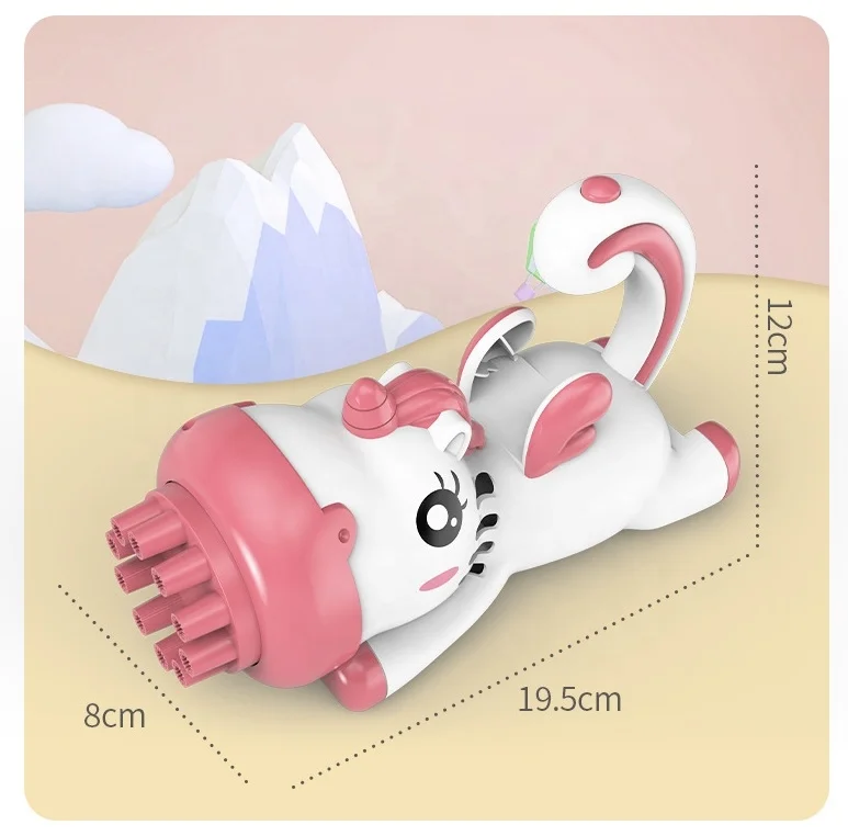 10 holes Kids Cartoon animal Electric Bubble Gun machine Tiger Dinosaur Unicorn Bubble Toys with sound light