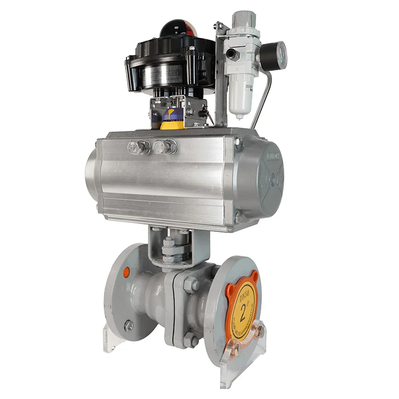 DN50 Chinese Control Valves Two eccentric Pneumatic Fluorine Lined WCB Ball Valve