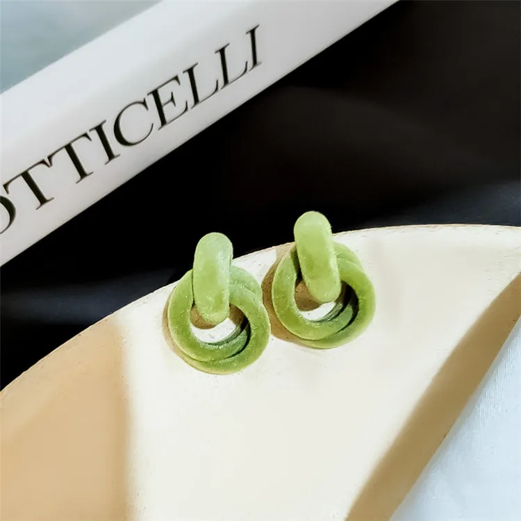 
CLARMER 2020 Popular S925 silver needle irregular circles stud earrings retro gold velvet twisted geometric earrings for women 