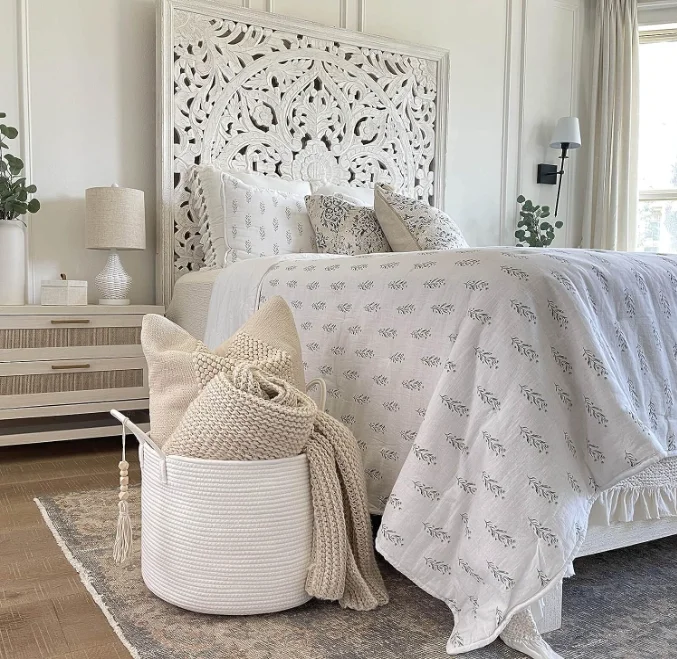 Goodpick Large Laundry Basket Decorative White Basket for Blankets Baby Living Room Bedroom White basket