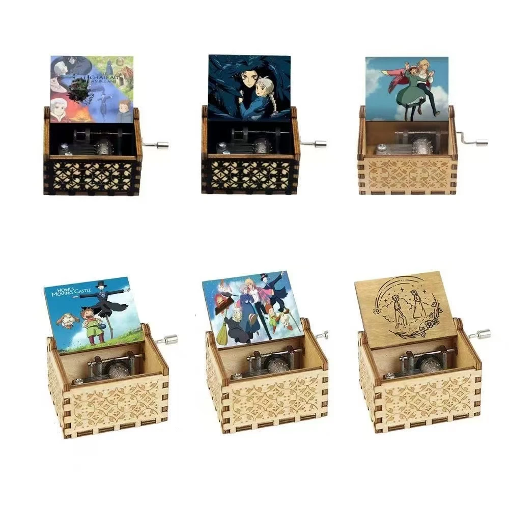 39 designs Popular Gift Melody Hand Crank Laser Engraved Hand Crank Wooden Christmas Day Music box