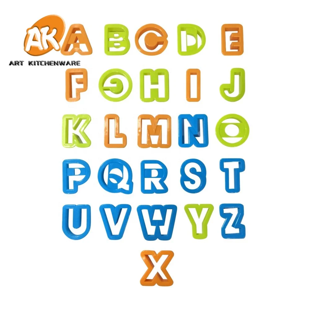 26 pcs Alphabet Cooki Cutter Biscuits and Cookies Cutters Set for Birthday Fondant Cake Decorating Supplies Baking Tools