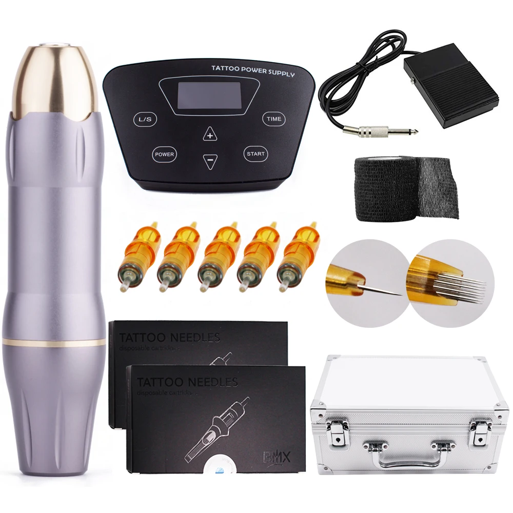 Professional tattoo supplies 3-4mm stroke rotary tattoo machine kits for eyebrow/eyeline/lips tattooing and small tattoos