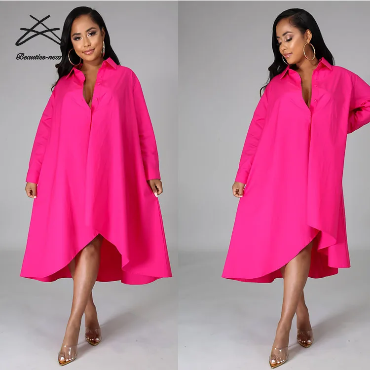 2021 Wholesale women new arrivals sexy solid color women pregnant casual A-line irregular blouse loose dress