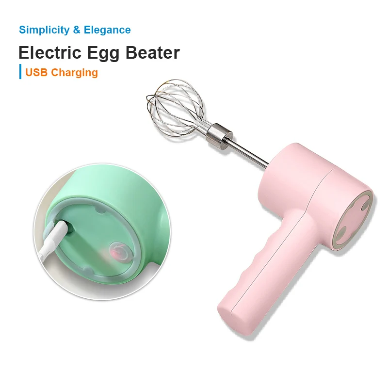 Hanging Style 3 Speeds Kitchen Cream Egg Starch Automatic Mini Usb Rechargeable Wireless Rotary Electric Hand Mixer