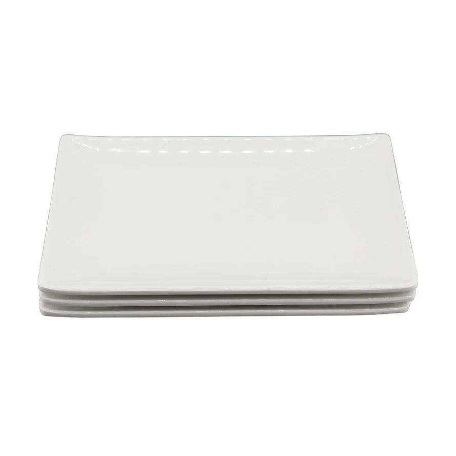 Factory Wholesale Serving Tray White Rectangle Melamine Salad Dish Dinner Plates For Restaurants Buffets
