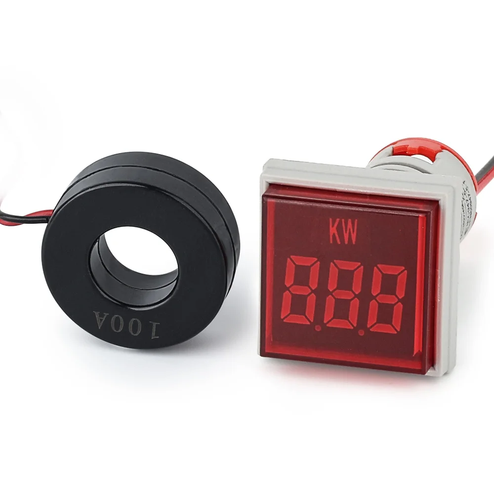 NIN square big red digital tube signal light lamp indicator power meter