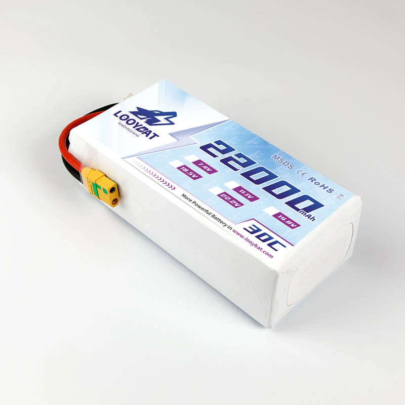 LOOYBAT Plant Protection Drone Lithium Battery 22000mAh 3S 4S 6S 22.2V 25C Drone FPV Flying LCO Lipo Batteries With XT90