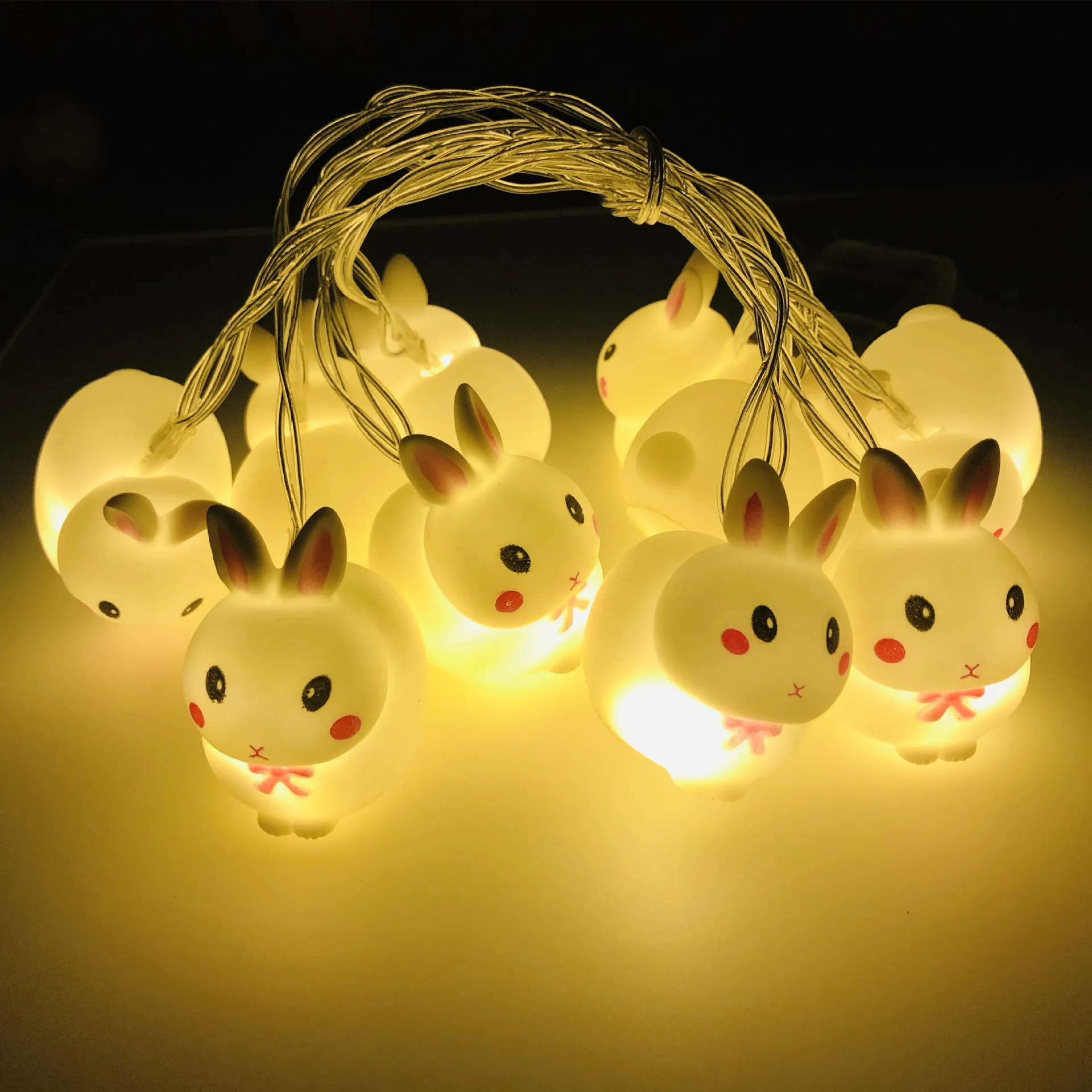 Unique Creative Battery Easter Bunny Shape Egg Led String Lights for Decoration Happy Easter Holiday Lighting Supplies