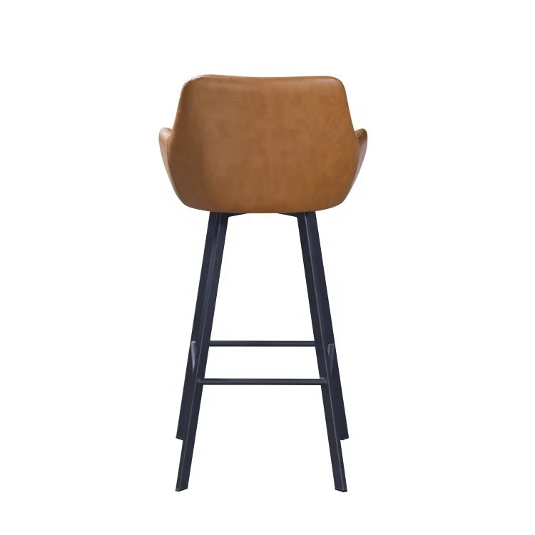 Wholesale Modern High Club Furniture Designer Bar Stool Vintage Steel Frame Chair  Leather Commercial Bar Stool JDC-1079