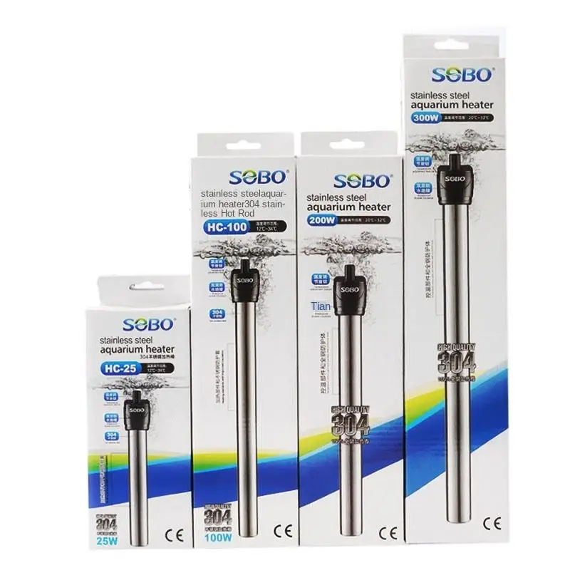 SOBO Aquarium fish tank heater stainless steel explosion-proof heating rods automatic thermostat heater 25w 50w 100w 200w