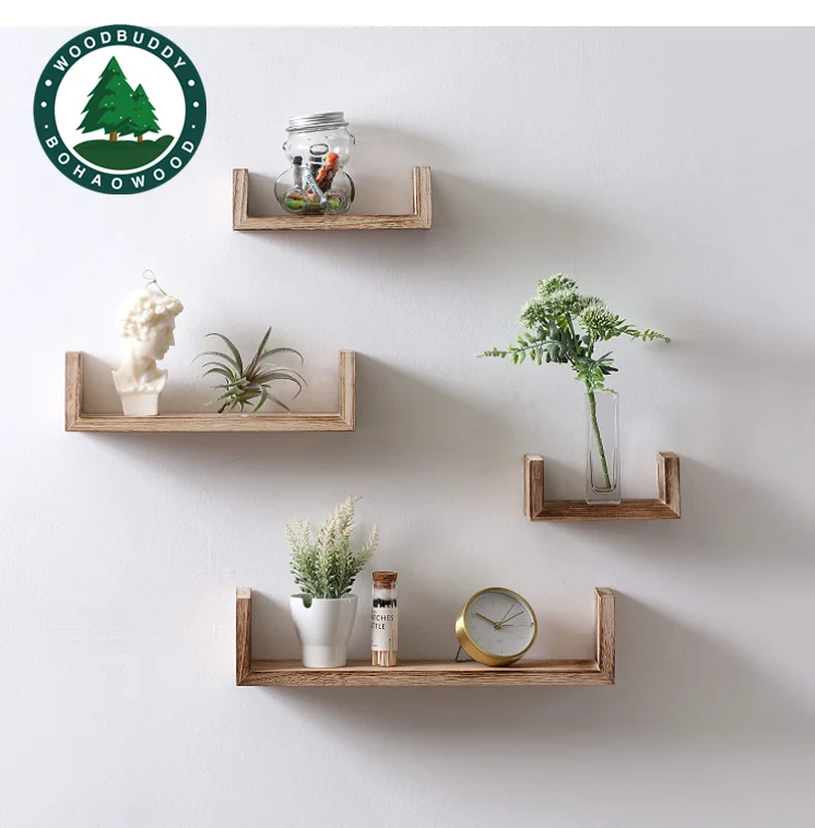 Antique wooden wall shelf hanging storage furniture solid wood mounted wall floating shelves