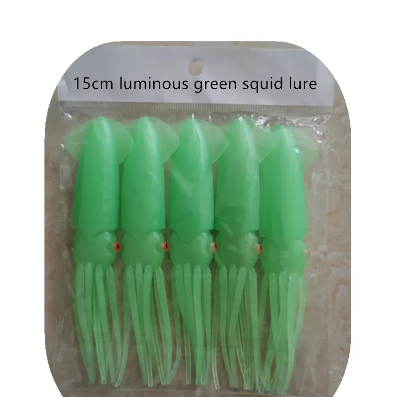 15cm luminous green soft squid lues